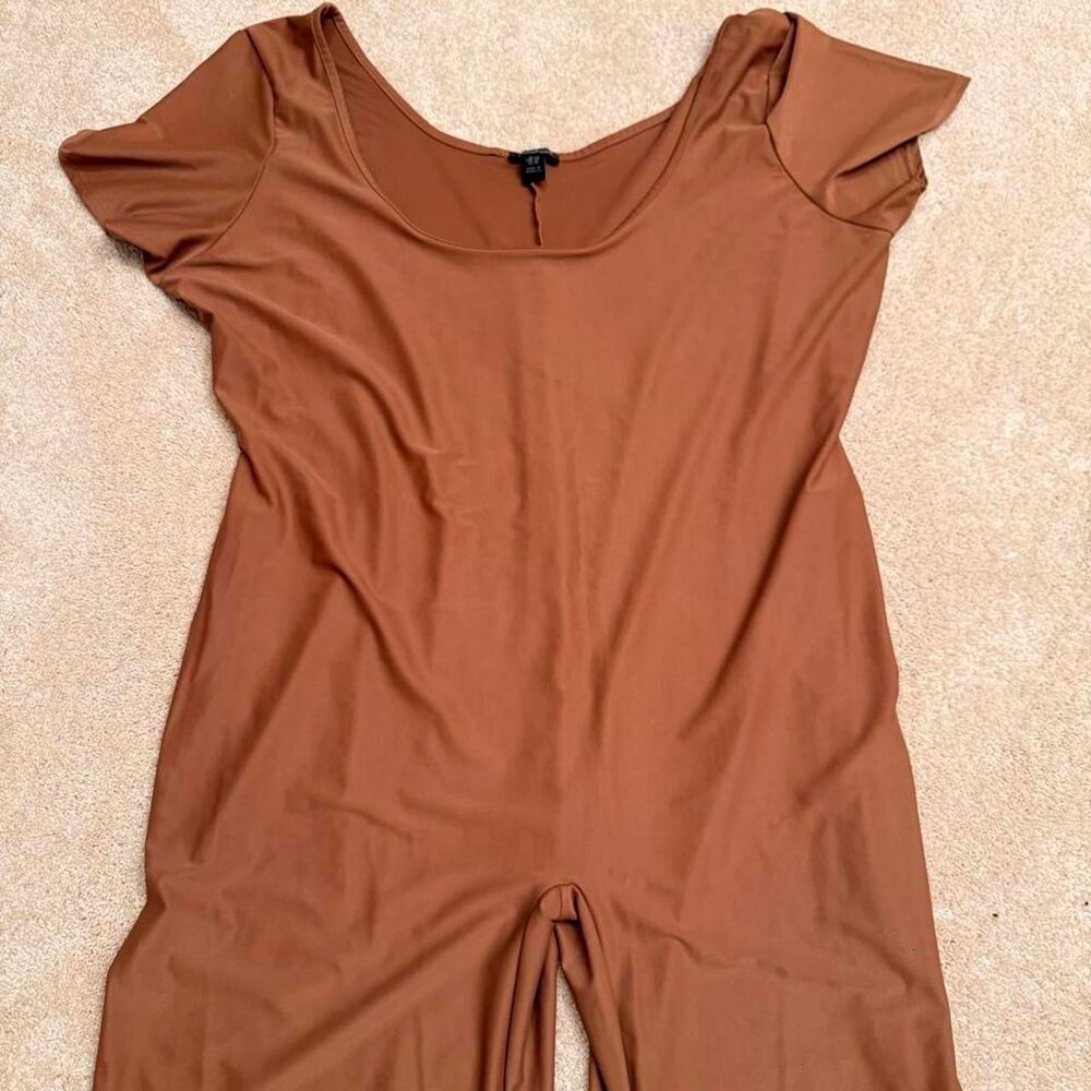 Boohoo Women's Brown and Tan Playsuit-romper